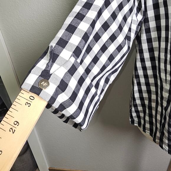 Anne Klein Black and White Button Up High Low with Front Tie Large - Picture 3 of 10